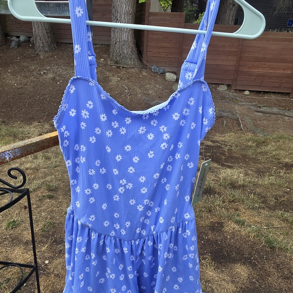 Derek Heart Periwinkle Dress with White Floral Design
